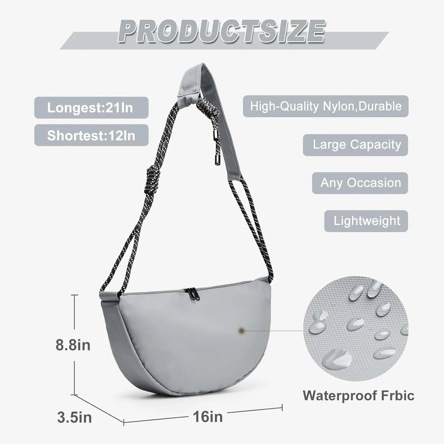 Hobo Crossbody Bag for Women, Nylon Crescent Bag, Trendy Dumpling Cross Body Bag, Half Moon Shoulder Bag