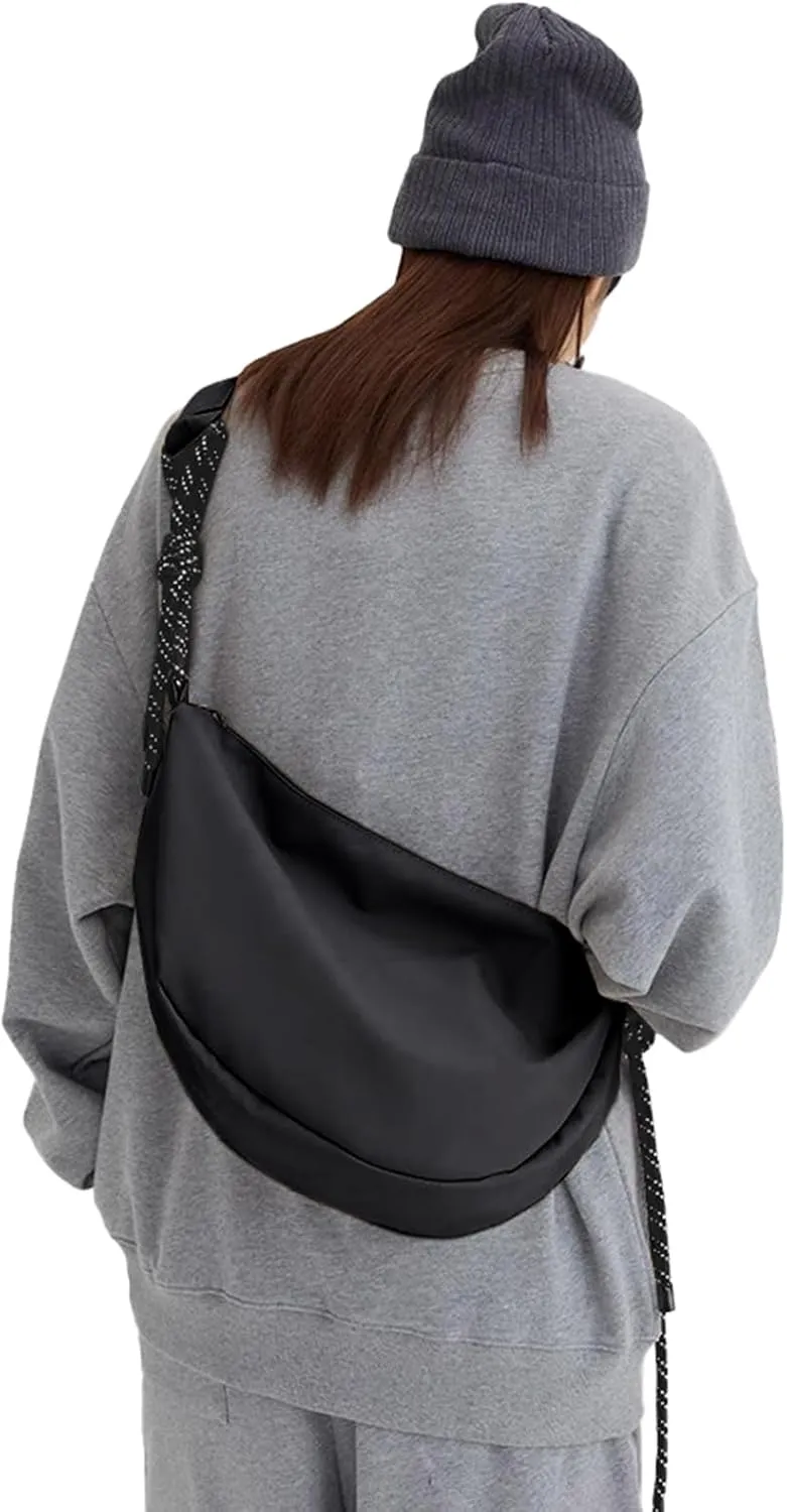 Hobo Crossbody Bag for Women, Nylon Crescent Bag, Trendy Dumpling Cross Body Bag, Half Moon Shoulder Bag