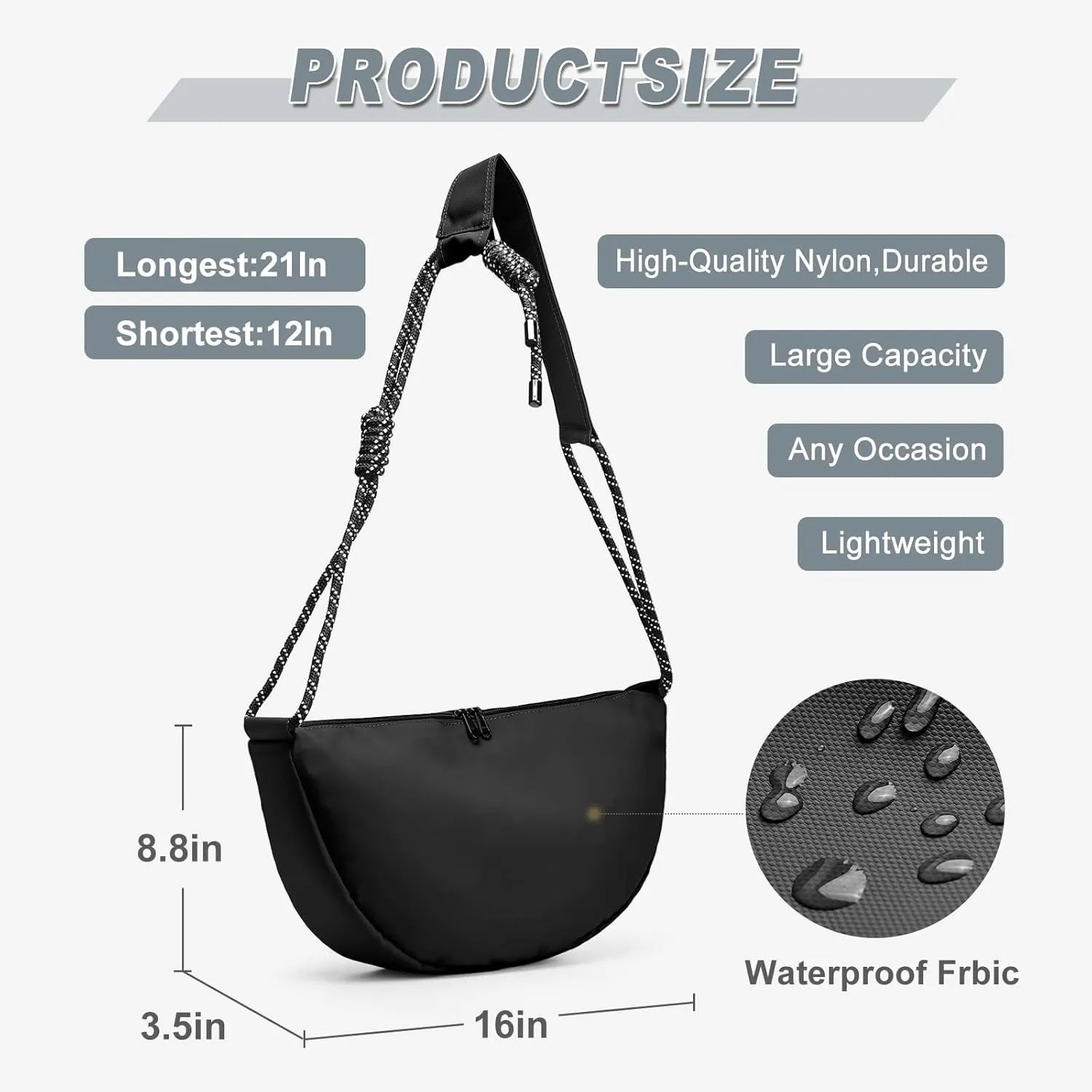 Hobo Crossbody Bag for Women, Nylon Crescent Bag, Trendy Dumpling Cross Body Bag, Half Moon Shoulder Bag