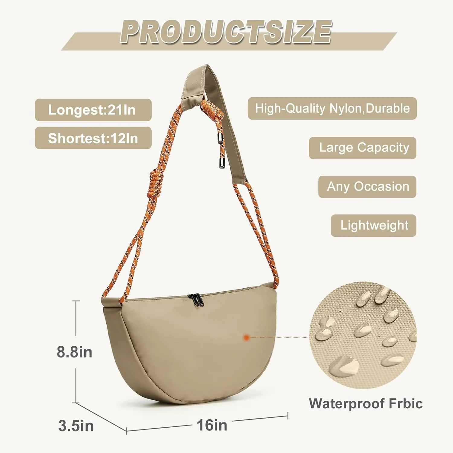 Hobo Crossbody Bag for Women, Nylon Crescent Bag, Trendy Dumpling Cross Body Bag, Half Moon Shoulder Bag