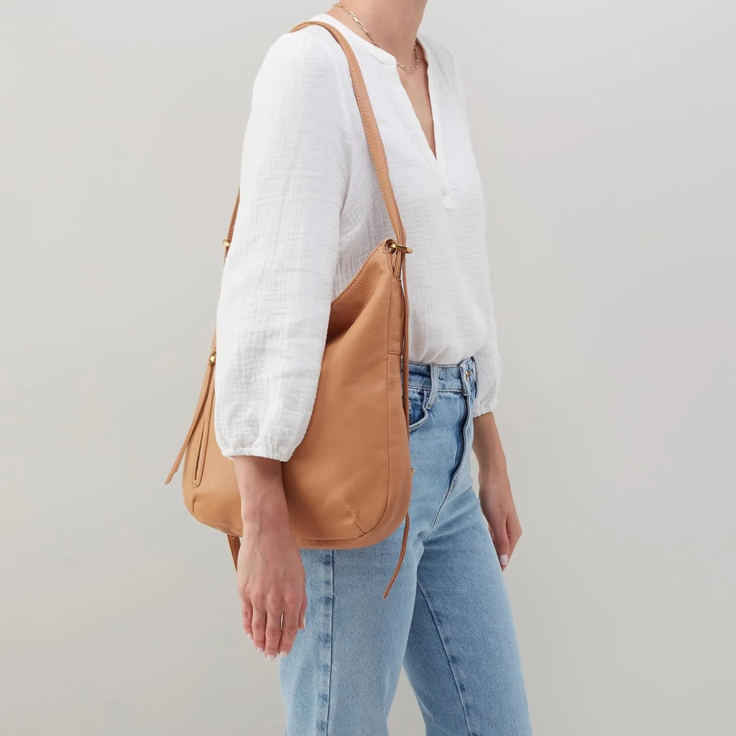 HOBO Merrin Leather Bucket Backpack Convertible to Shoulder Bag for Women