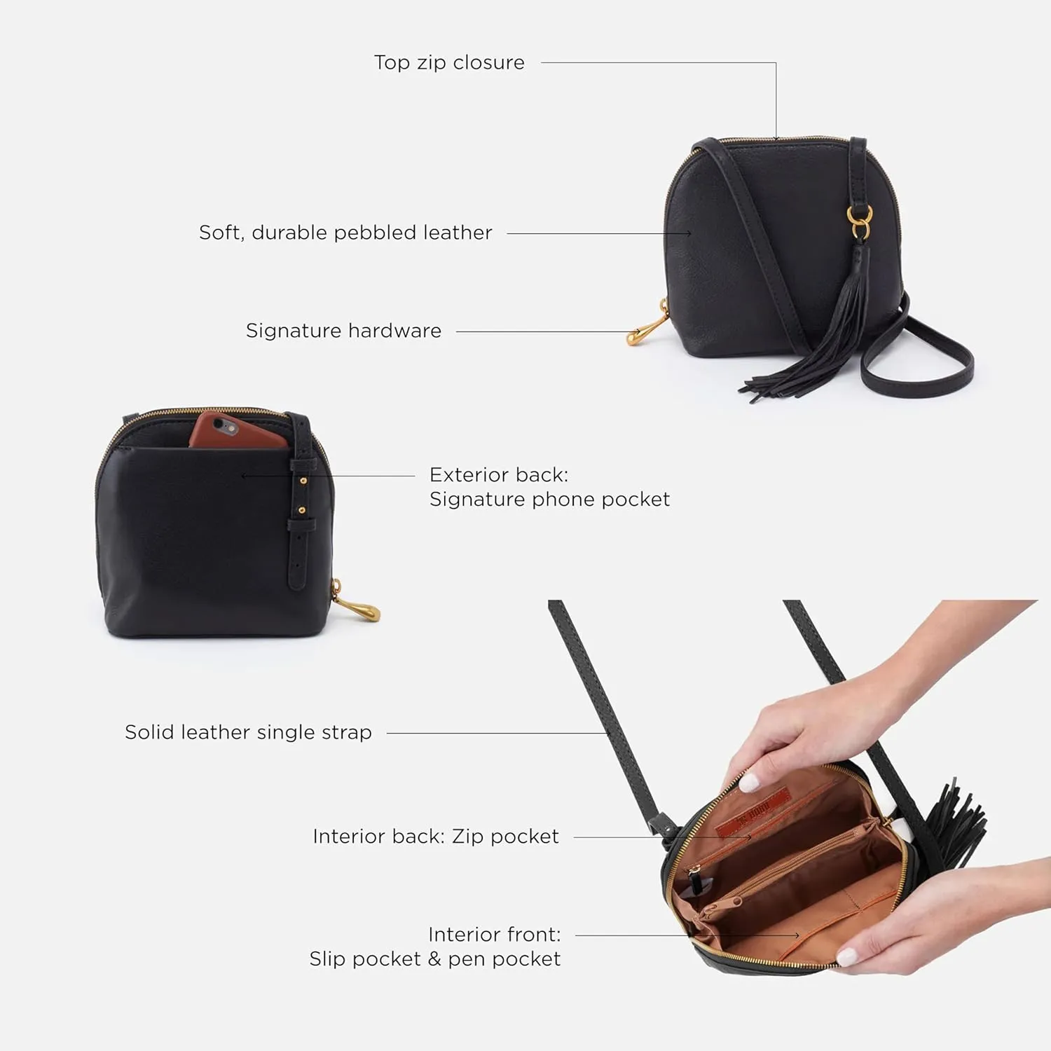 HOBO Nash Compact Crossbody Leather Bag for Women