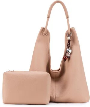 Hobo Purse for Women Trendy Vegan Leather Shoulder Bag Slouchy Hobo Bags with Charm and small Purse