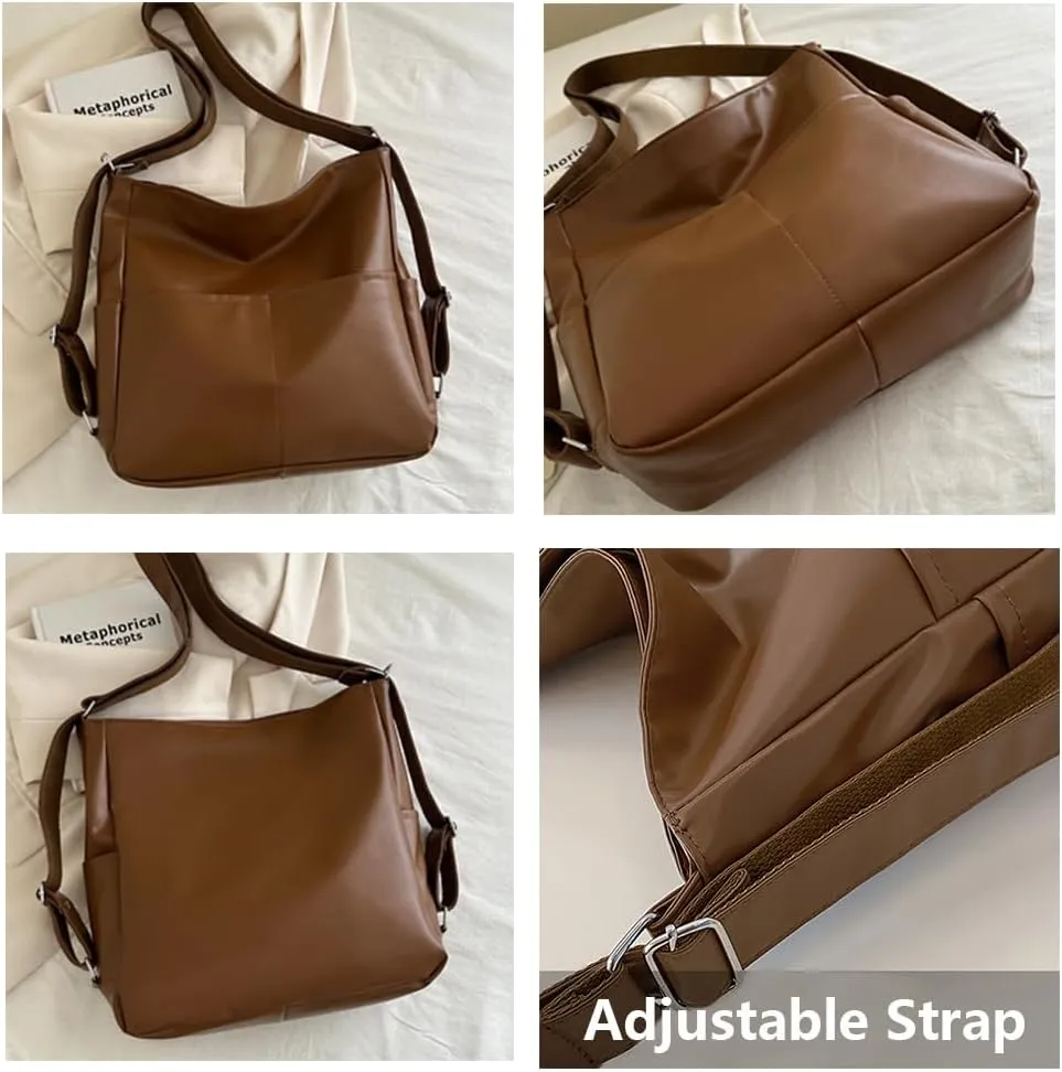 Hobo Tote Bags for Women Vegan Leather Tote Purses and Handbags Womens Slouchy Shoulder Crossbody Work Bag