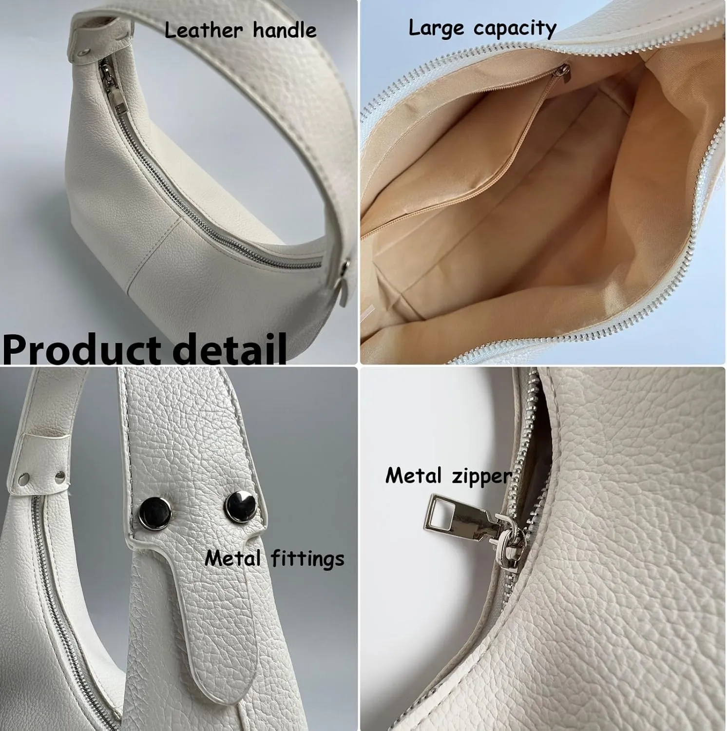Hobo Women's PU Leather Shoulder Tote Clutch Crescent Slouchy Bag with Zipper Closure and Top Handle