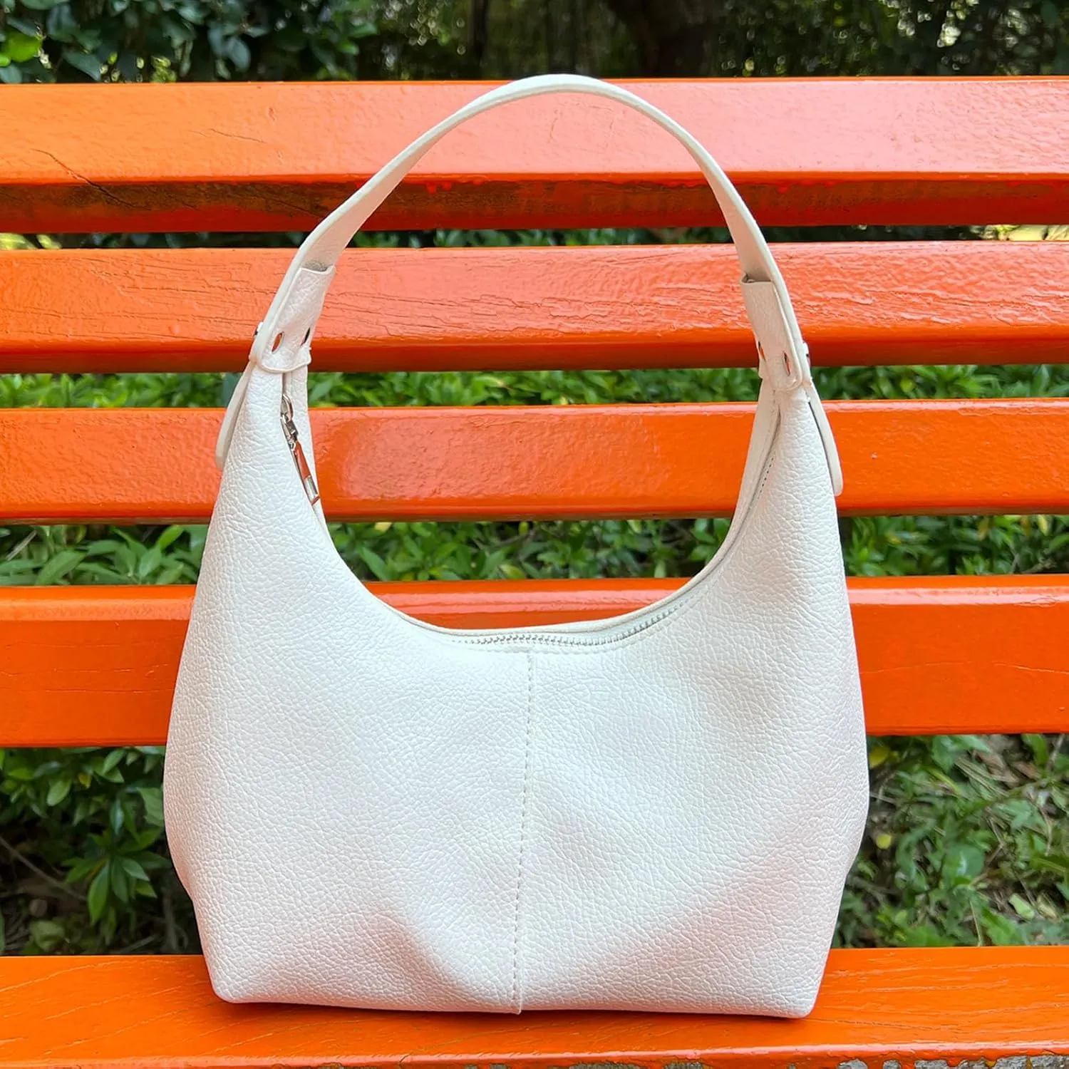 Hobo Women's PU Leather Shoulder Tote Clutch Crescent Slouchy Bag with Zipper Closure and Top Handle