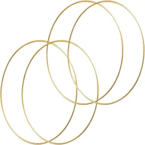 HOHIYA 4 Pcs 24 Inch Metal Floral Hoop Large Gold for Macrame Craft Wreath Rings Dream Catcher Wall Hanging 5mm Wire Taiwan Made
