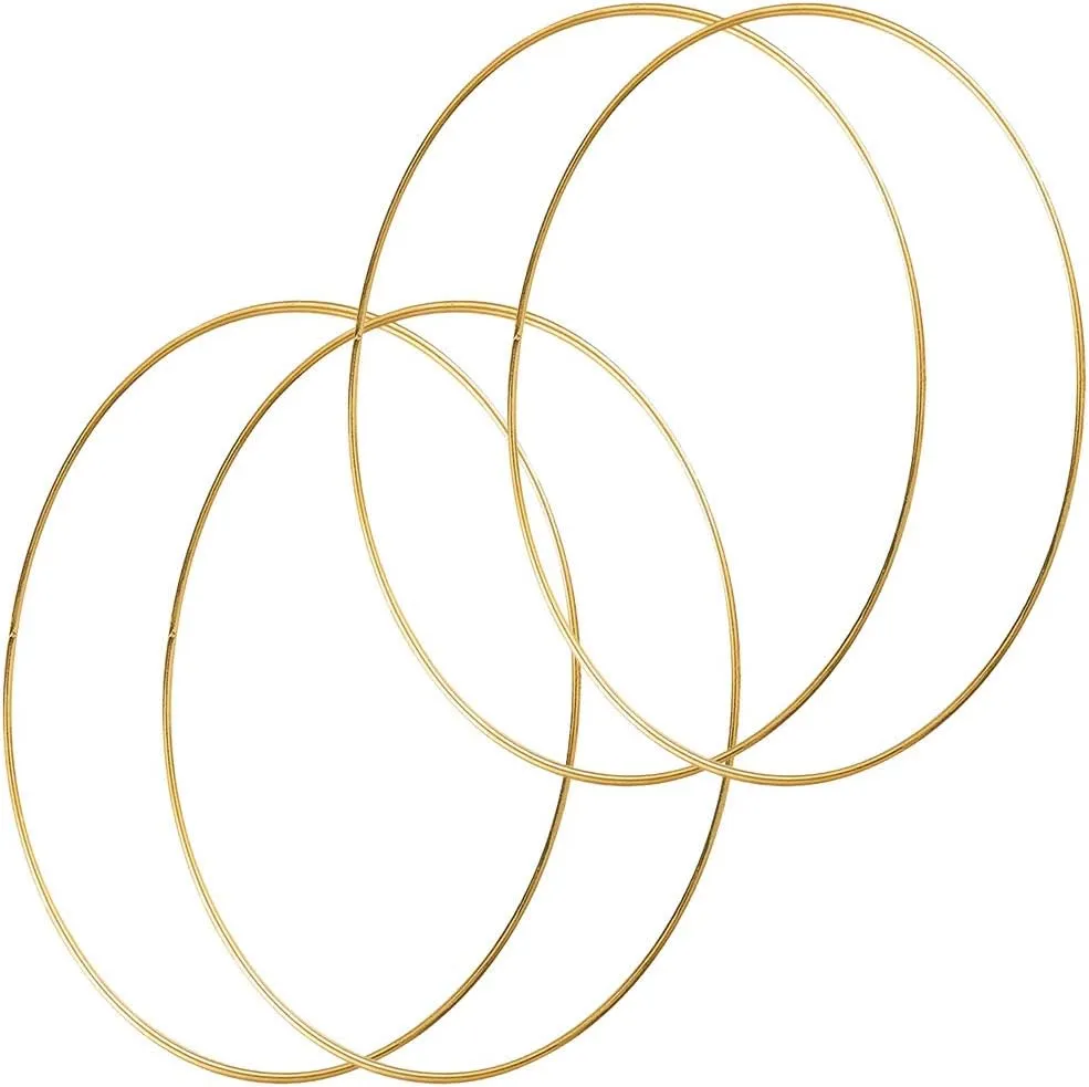 HOHIYA 4 Pcs 24 Inch Metal Floral Hoop Large Gold for Macrame Craft Wreath Rings Dream Catcher Wall Hanging 5mm Wire Taiwan Made