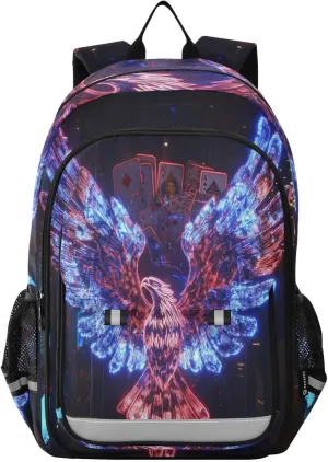 Holographic Eagles Projection Backpack for Boys Girls Elementary School Bag Kids Bookbag Travel Rucksack With Reflective Stripes