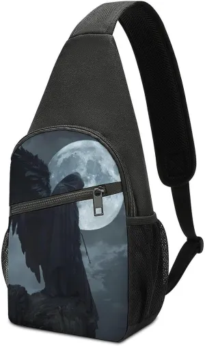 Horror Vampire Devil Grim Reaper Sling Bag Travel Daypack Crossbody Shoulder Backpack for Hiking Cycling