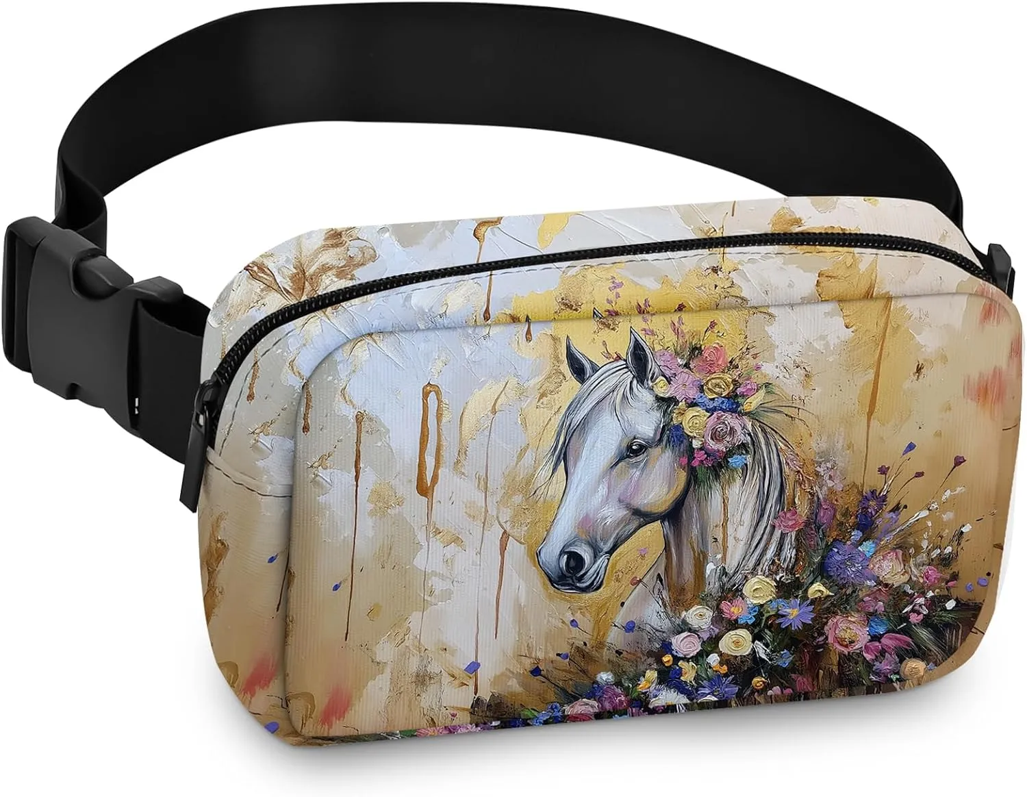 Horse Fanny Pack for Women Belt Bag Lightweight Waist Bags Waterproof Purse with Adjustable Straps Wallet Casual Presents Travel Workout