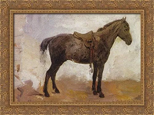 Horse Mishka 24x18 Gold Ornate Wood Framed Canvas Art by Vasily Polenov