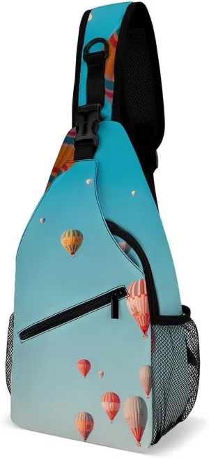 Hot Air Balloons Floating over Cappadocia Crossbody Sling Bags Shoulder Backpack Chest DayPack Handbag