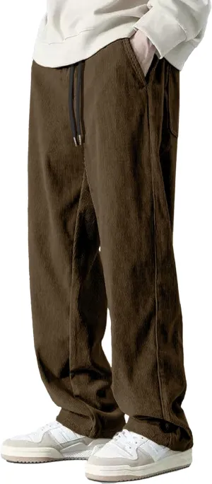 HOTake Men's Casual Corduroy Pants Elastic Waist Drawstring Baggy Sweatpants Loose Fit