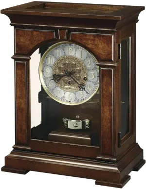 Howard Miller Owendale Mantel Clock II 549-582 – Cherry Bordeaux Finish, Front Glass Door & Ornate Dial, Vintage Home Decor, Brass Finished Pendulum, Key-Wound, Single-Chime Movement