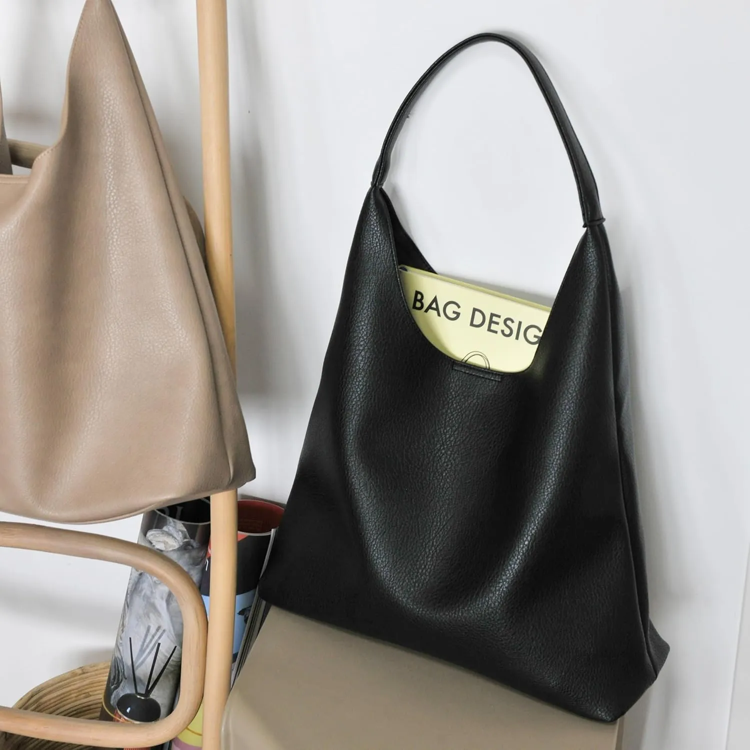 HOXIS Hobo Bags for Women Soft Vegan Leather Shoulder Handbag Slouchy Tote Purses