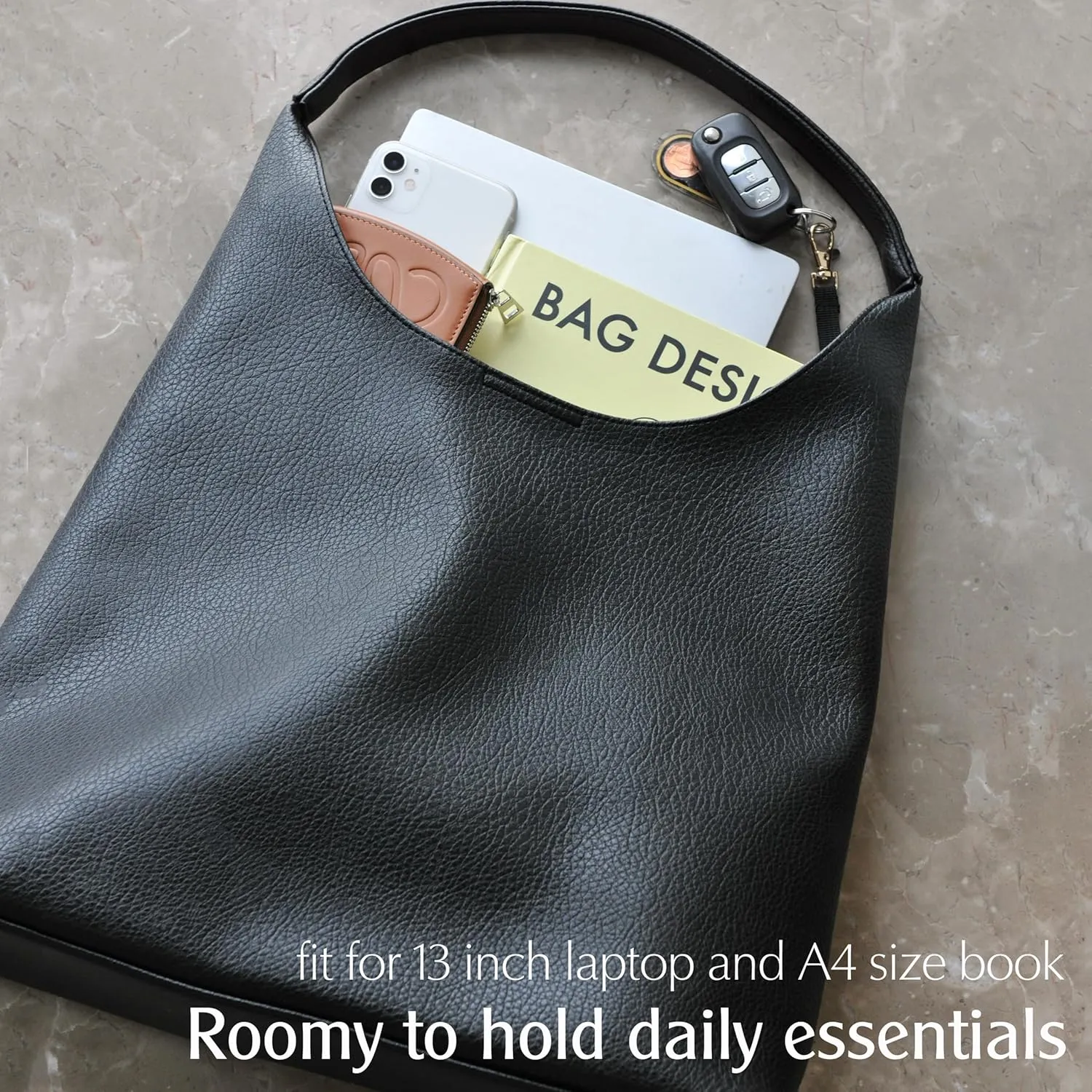 HOXIS Hobo Bags for Women Soft Vegan Leather Shoulder Handbag Slouchy Tote Purses