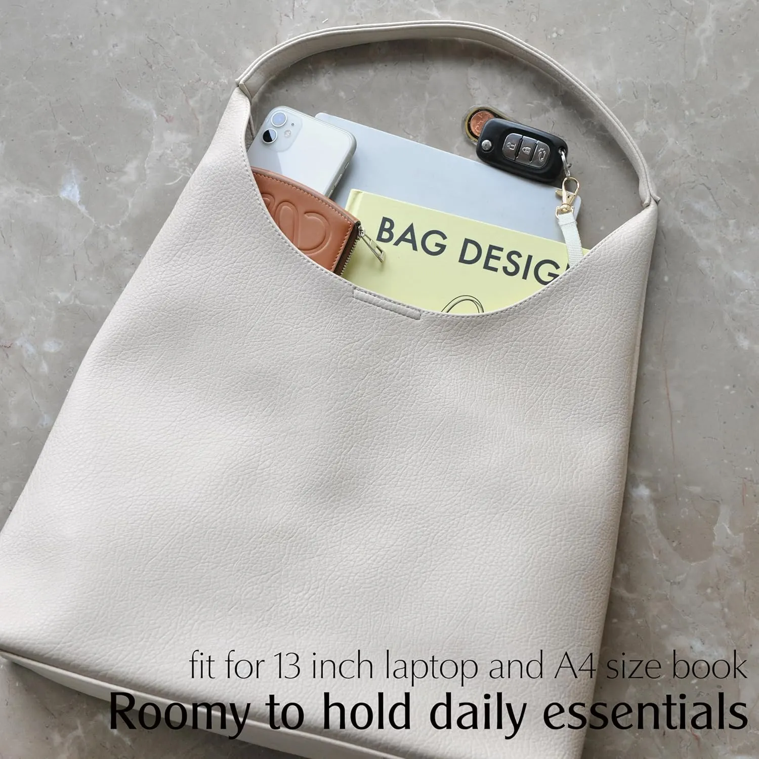 HOXIS Hobo Bags for Women Soft Vegan Leather Shoulder Handbag Slouchy Tote Purses