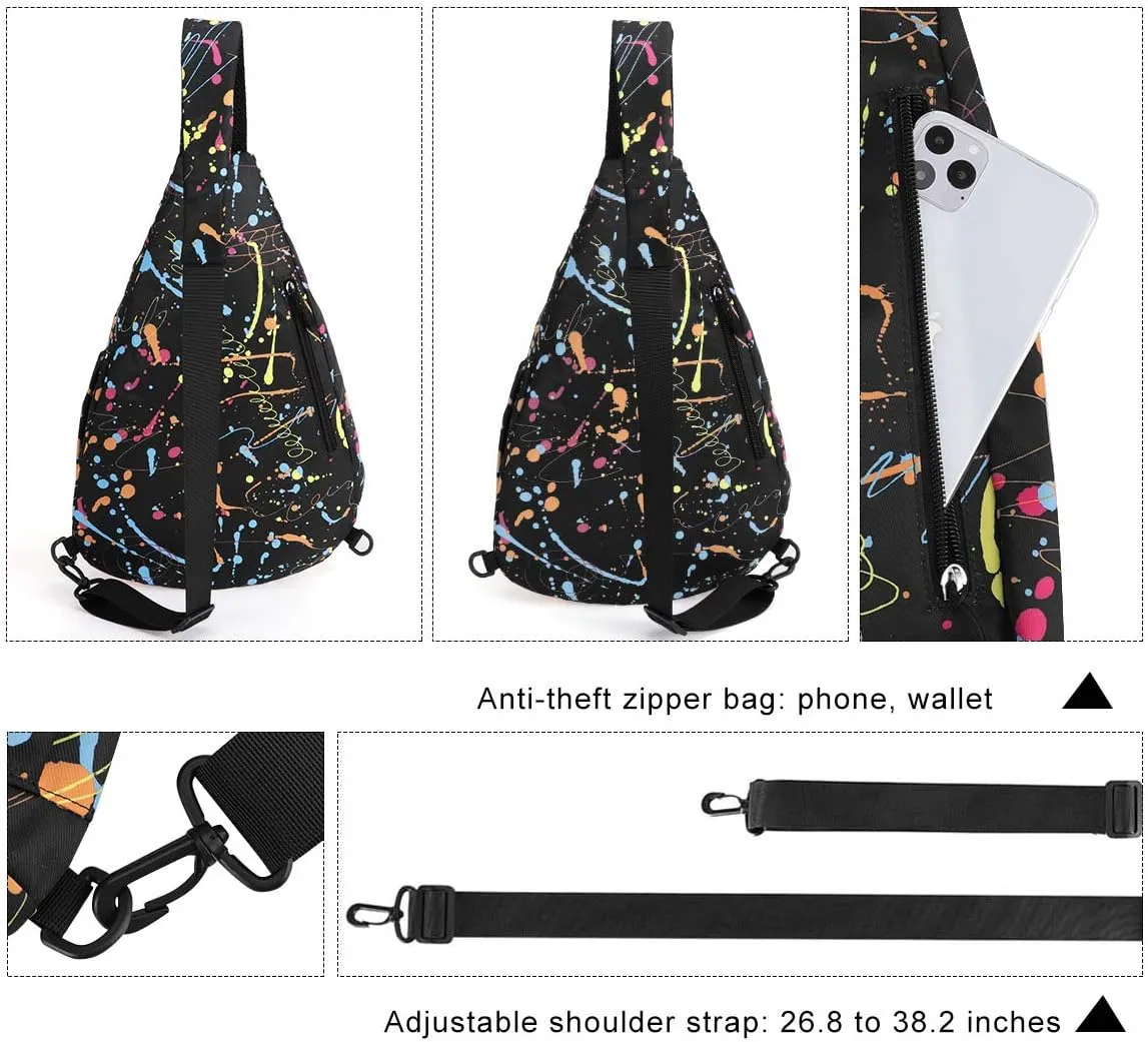 HUA ANGEL Crossbody Sling Bag for Men & Women Lightweight Waterproof Chest Shoulder Bag for Travel Hiking & Everyday Use