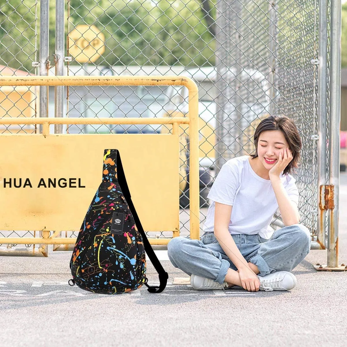 HUA ANGEL Crossbody Sling Bag for Men & Women Lightweight Waterproof Chest Shoulder Bag for Travel Hiking & Everyday Use