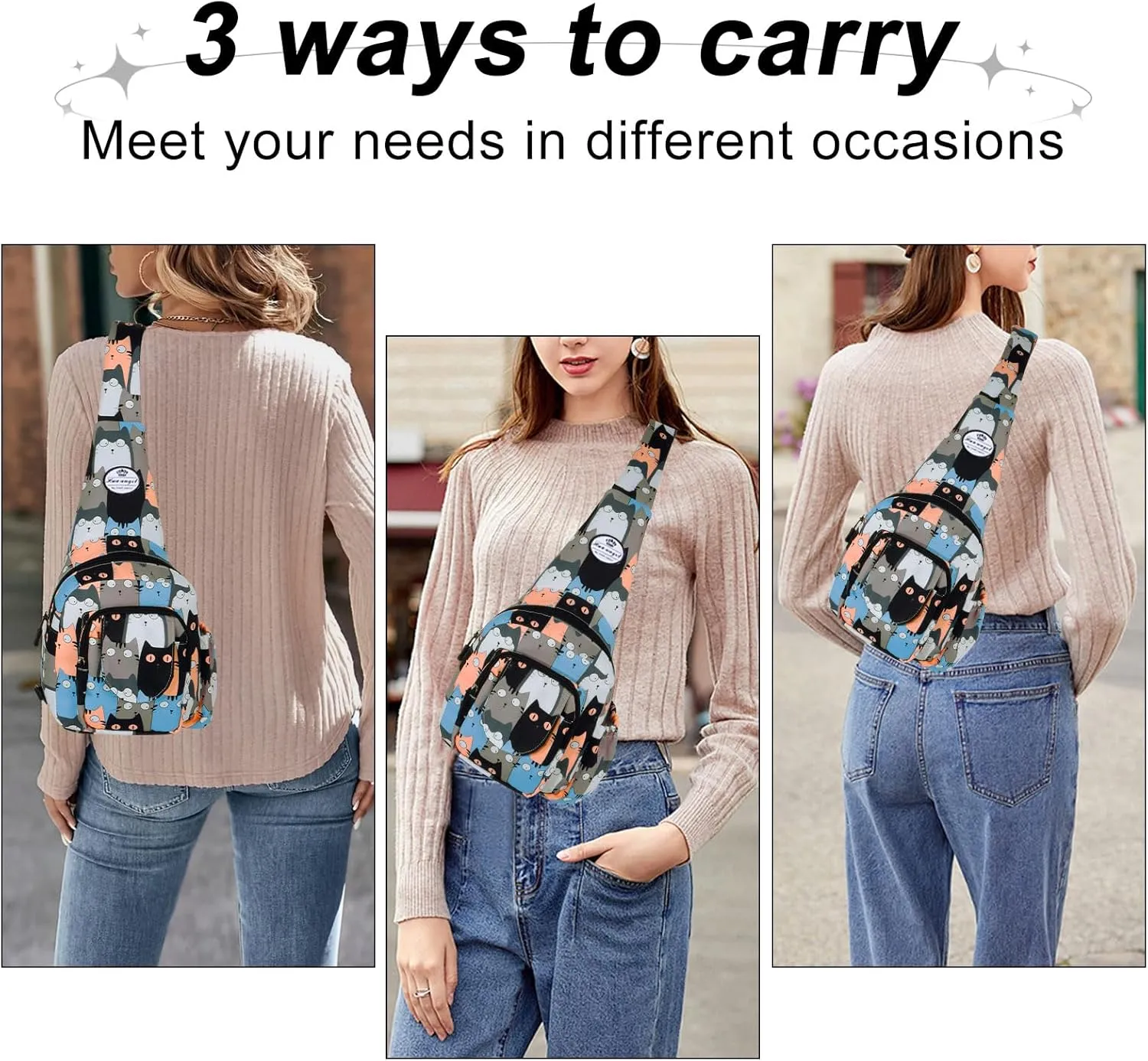 HUA ANGEL Floral Sling Bag, Small Lightweight Crossbody Shoulder Chest Bag for Men & Women Compact Travel Hiking Mini Daypack
