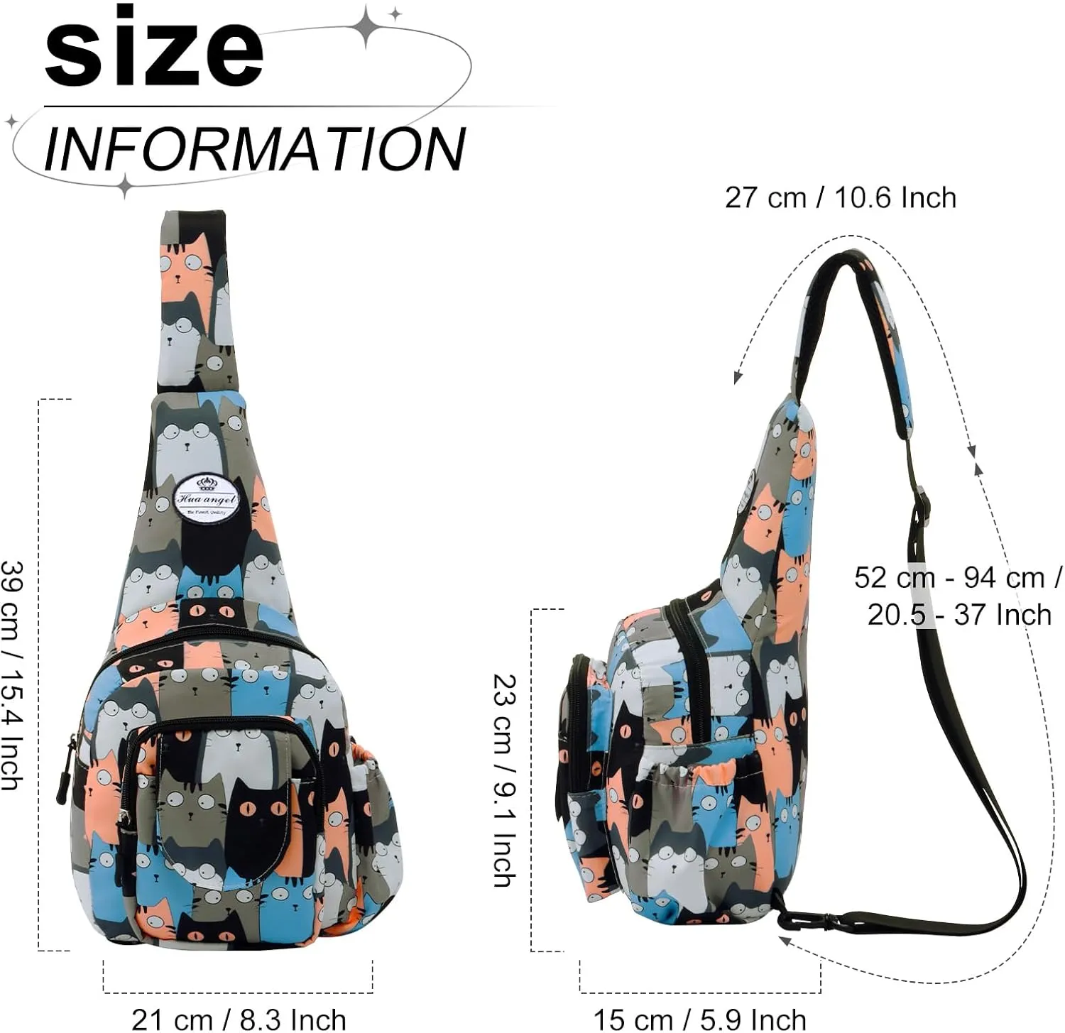 HUA ANGEL Floral Sling Bag, Small Lightweight Crossbody Shoulder Chest Bag for Men & Women Compact Travel Hiking Mini Daypack