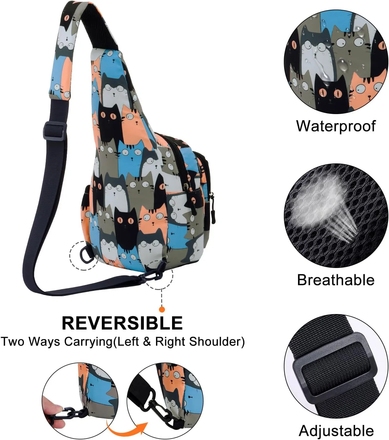 HUA ANGEL Floral Sling Bag, Small Lightweight Crossbody Shoulder Chest Bag for Men & Women Compact Travel Hiking Mini Daypack