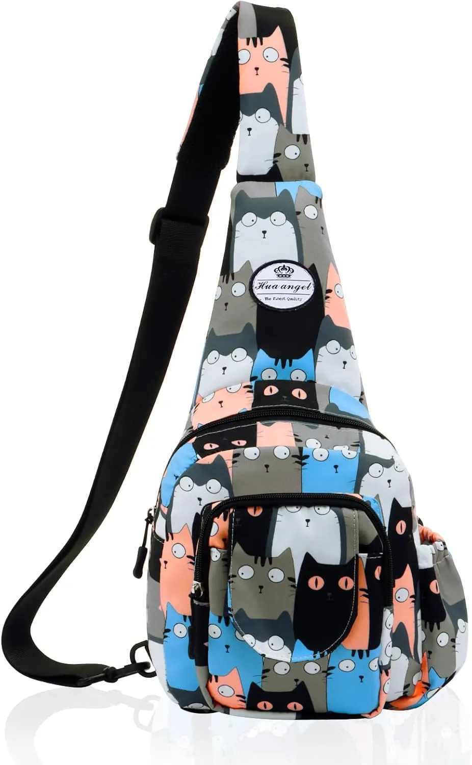 HUA ANGEL Floral Sling Bag, Small Lightweight Crossbody Shoulder Chest Bag for Men & Women Compact Travel Hiking Mini Daypack
