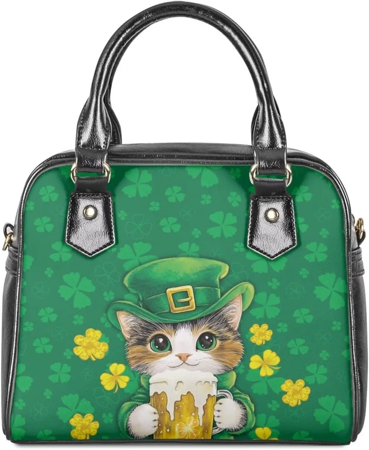 HUGS IDEA Leather Purse for St. Patrick's Day Crossbody Hobo Bag Fashion Top Handle Purse Lightweight