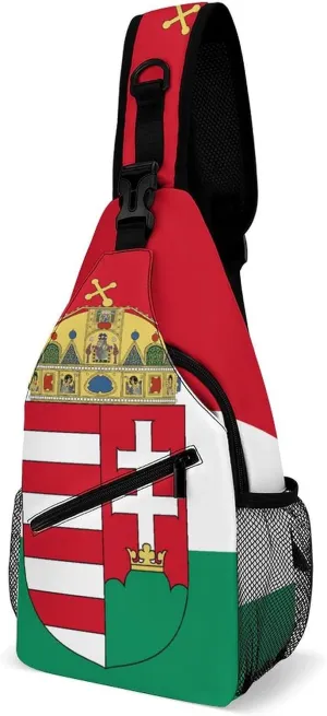 Hungarian Flag Hungary Emblem Casual Sling Bag Backpack Travel Shoulder Chest Crossbody Bags Adjustable Daypack Unisex
