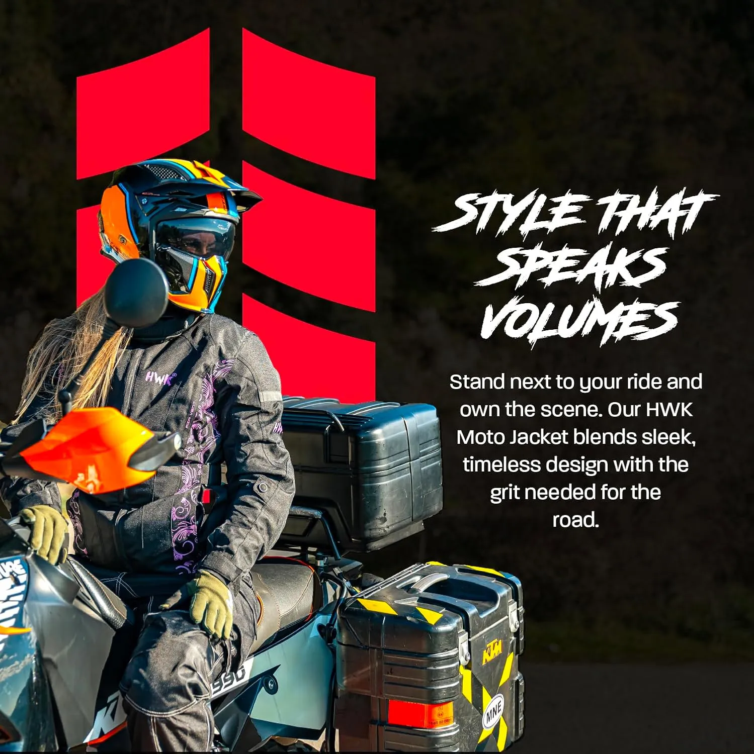 HWK Adventure/Touring Motorcycle Jacket for Women, Women's Motorcycle Jacket with CE Armor for Enduro Motorbike Riding