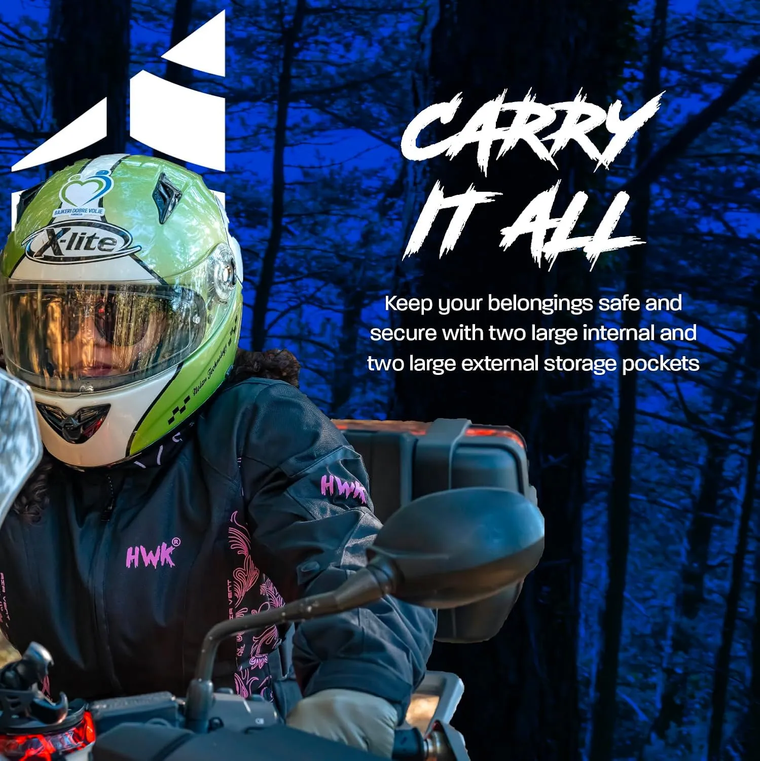 HWK Adventure/Touring Motorcycle Jacket for Women, Women's Motorcycle Jacket with CE Armor for Enduro Motorbike Riding