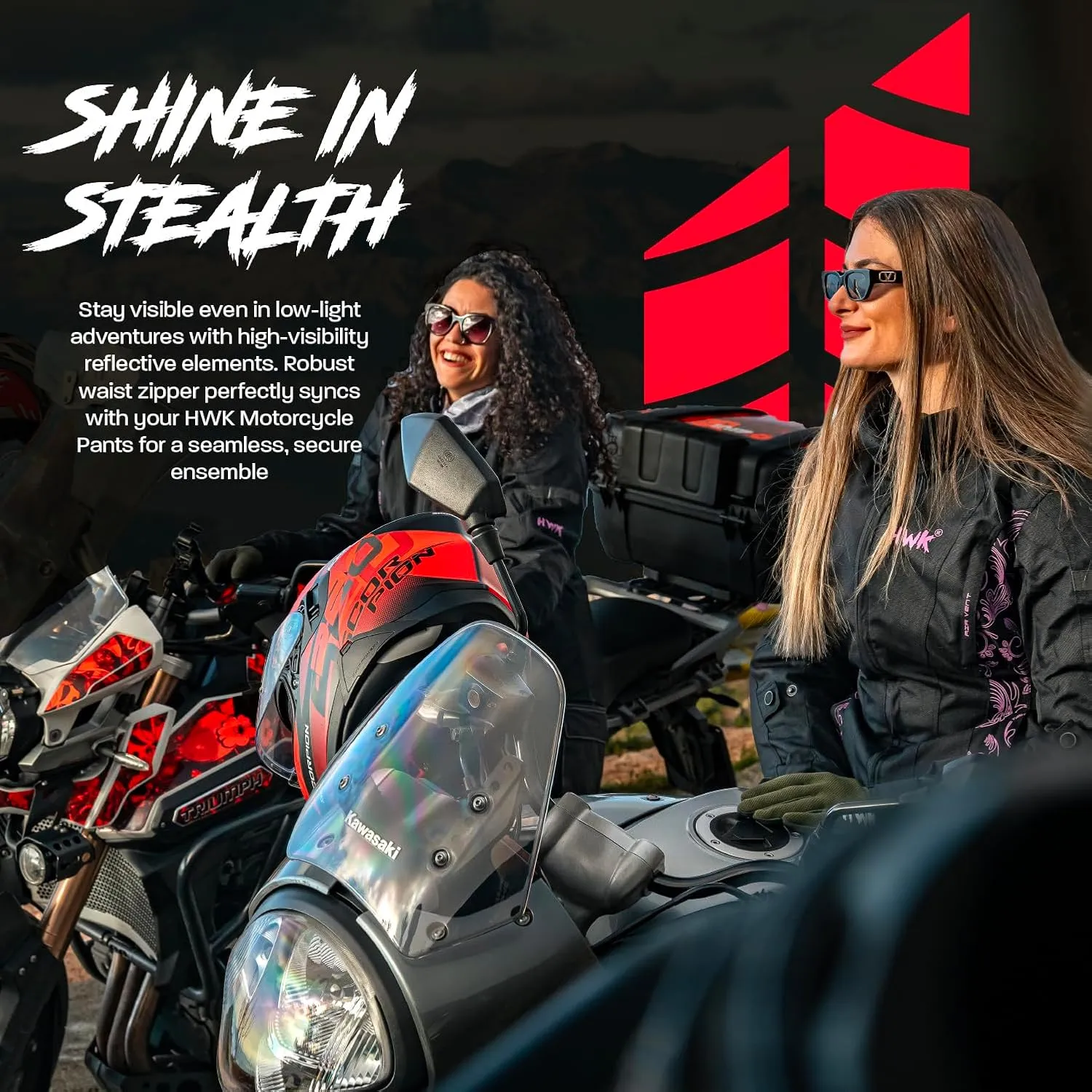 HWK Adventure/Touring Motorcycle Jacket for Women, Women's Motorcycle Jacket with CE Armor for Enduro Motorbike Riding