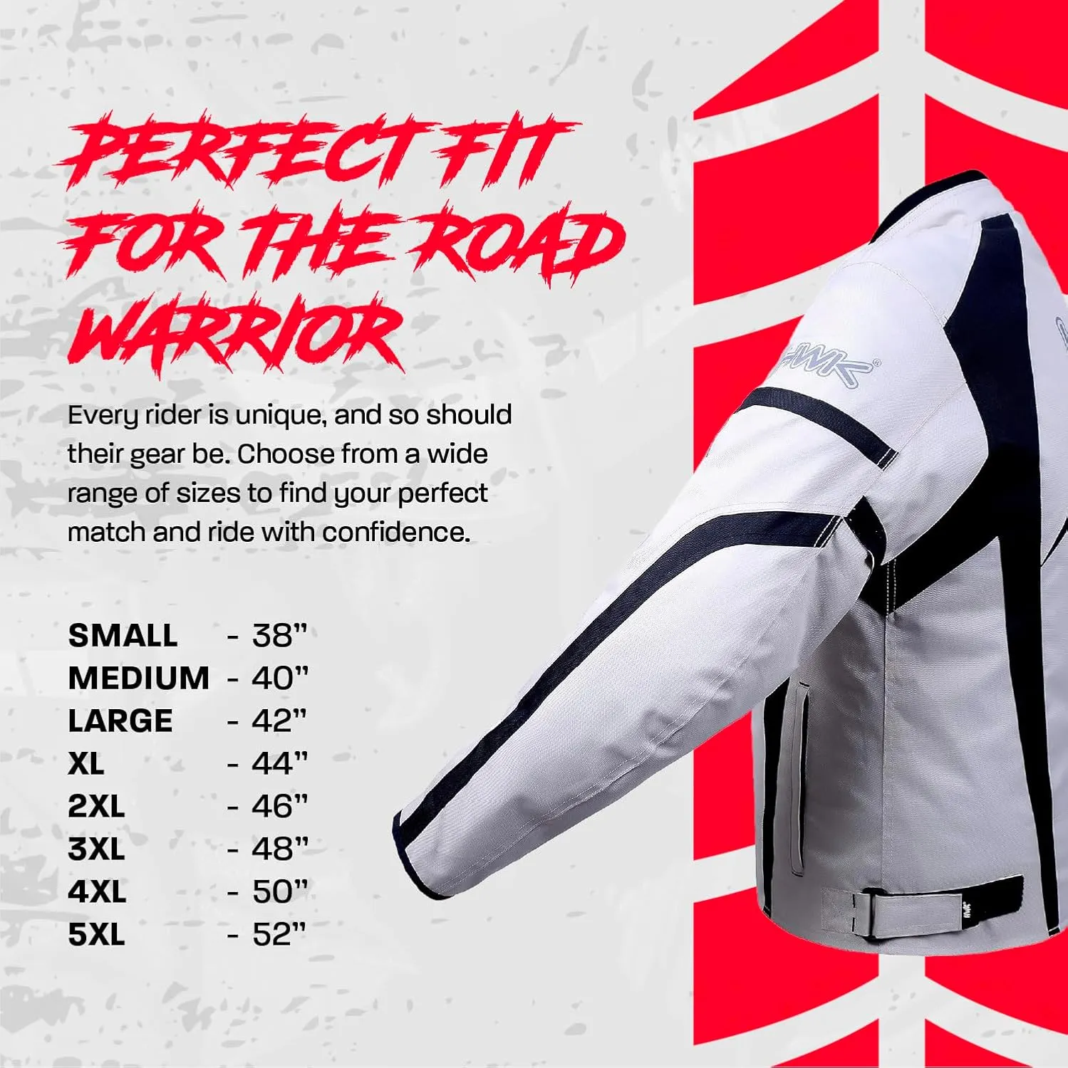 HWK Waterproof Motorcycle Jacket for Men & Women with CE Armor, High Visibility and Adjustable Polyester - Dirt Bike Gear for Enduro Racing, Silver, M - Motorcycle Riding Jacket
