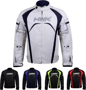 HWK Waterproof Motorcycle Jacket for Men & Women with CE Armor, High Visibility and Adjustable Polyester - Dirt Bike Gear for Enduro Racing, Silver, M - Motorcycle Riding Jacket