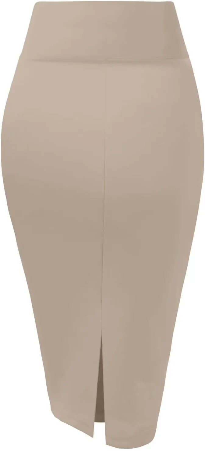 Hybrid & Company Women Elastic High Waist Bodycon Work Business Pencil Skirt