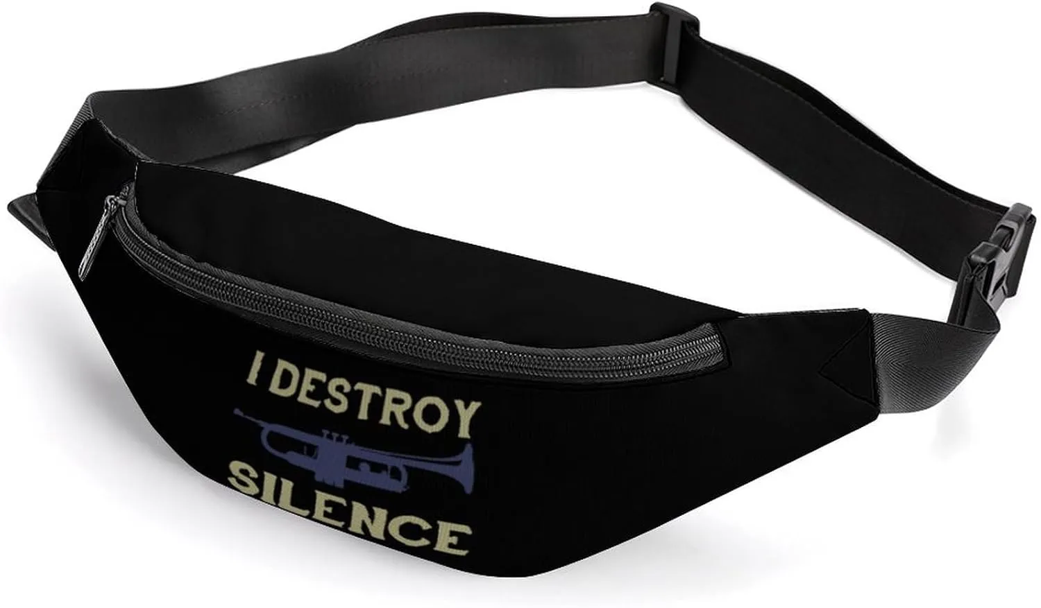 I Destroy Silence Trumpet Waterproof Fanny Pack Belt Bag Crossbody Waist Bags Travel Essentials for Sports Workout