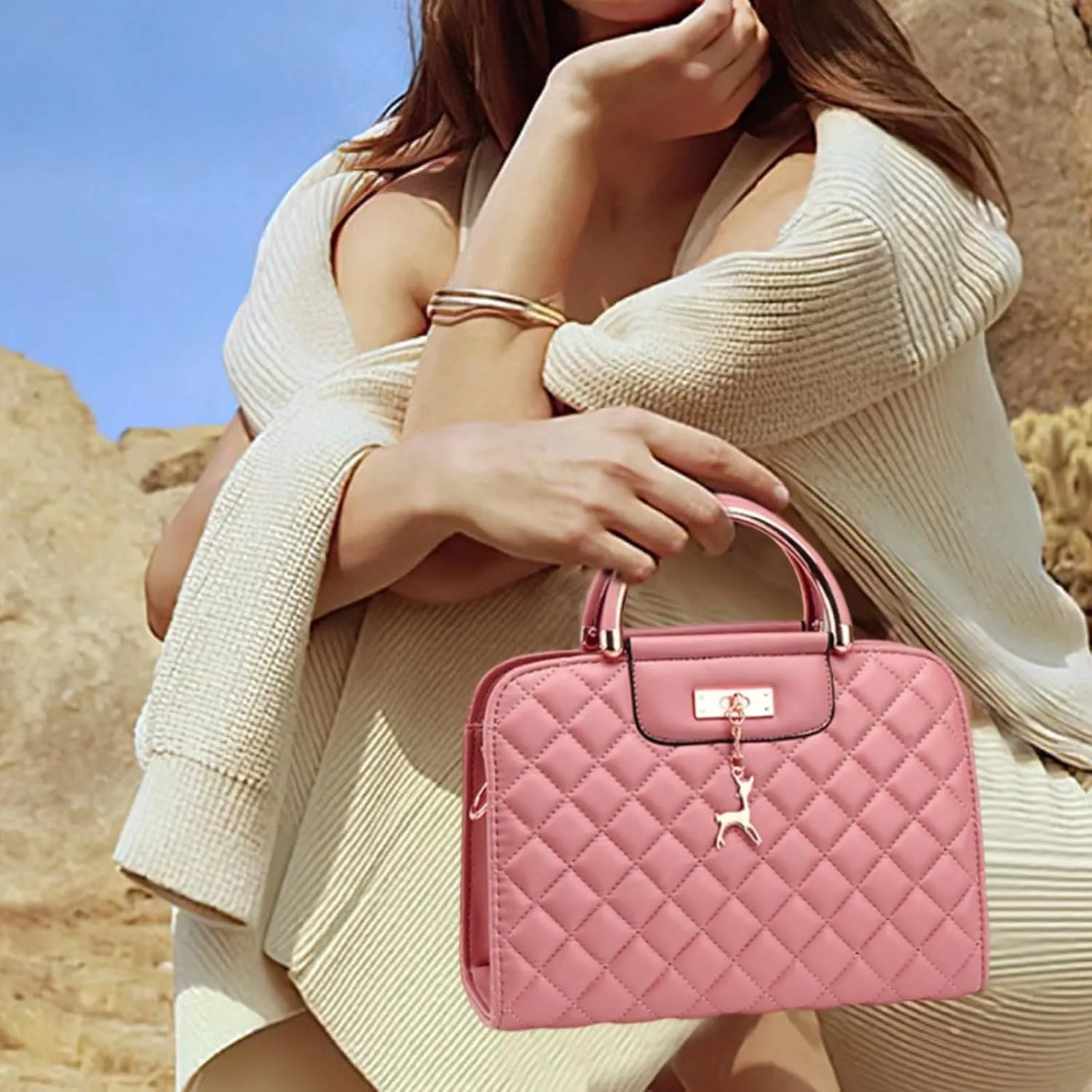 I IHAYNER Purses and Handbags for Women Plaid Satchel Shoulder Bag Top Handle Tote Bag Zipper Crossbody Purse