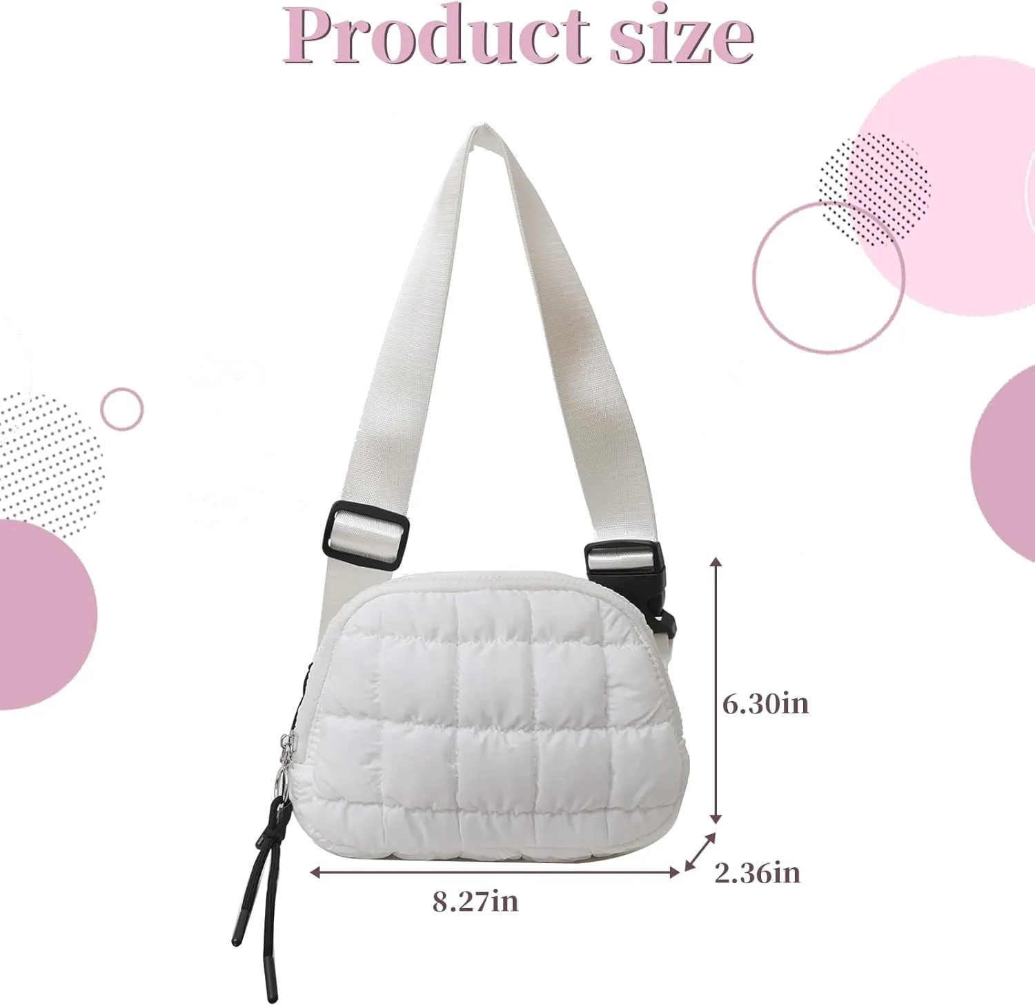 I IHAYNER Quilted Puffer Belt Bag Fanny Waist Packs Small Crossbody Bag with Adjustable Strap for Traveling Hiking Purple