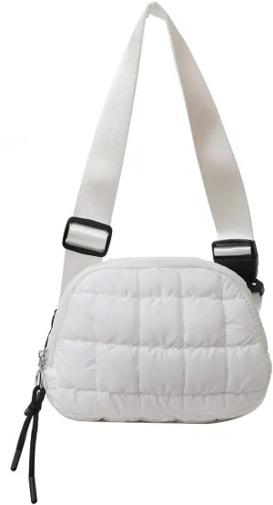 I IHAYNER Quilted Puffer Belt Bag Fanny Waist Packs Small Crossbody Bag with Adjustable Strap for Traveling Hiking White