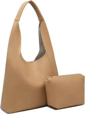 I IHAYNER Slouchy Hobo Bags for Women Soft Vegan Leather Designer Shoulder Purses Ladies Top Handle Handbag with Small Purse
