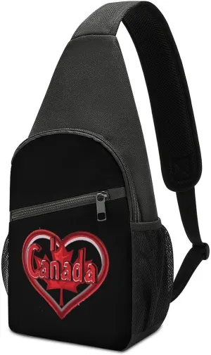 I Love Canada Sling Bag Travel Daypack Crossbody Shoulder Backpack for Hiking Cycling
