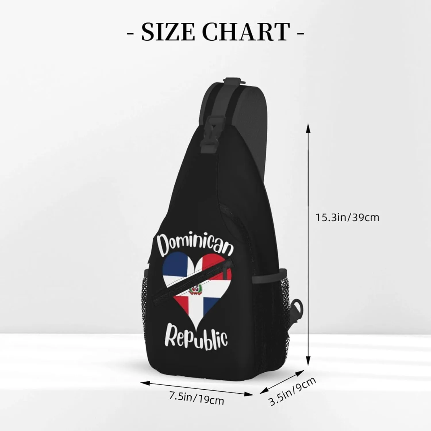 I Love Dominican Republic Crossbody Bag Cross Chest Bag Adjustable Sling Backpack Sports Gym Shoulder Bags Travel Cycling Daypack Diagonally Casual Rucksack