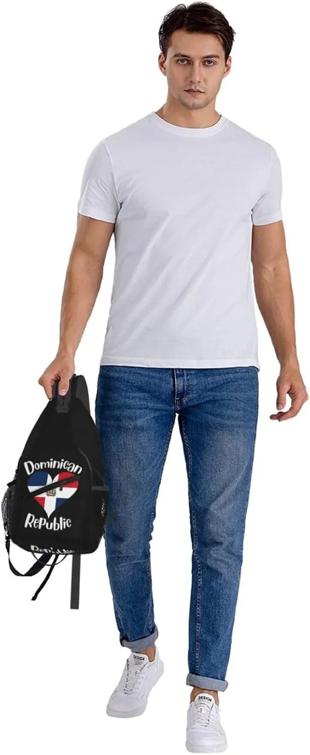 I Love Dominican Republic Crossbody Bag Cross Chest Bag Adjustable Sling Backpack Sports Gym Shoulder Bags Travel Cycling Daypack Diagonally Casual Rucksack