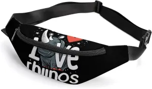 I Love Rhinos Crossbody Fanny Pack Waist Packs Adjustable Shoulder Bags Sling Bag for Hiking Running Cycling