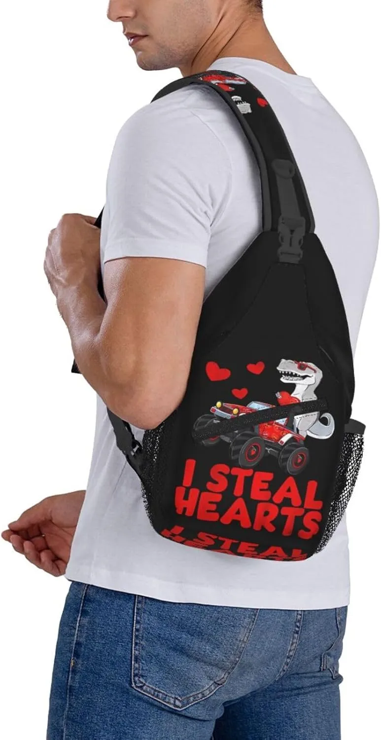 I Steal Hearts Chest Sling Bag Crossbody Shoulder Backpack Bag Gym Cycling Travel Hiking Daypack Cross Bag