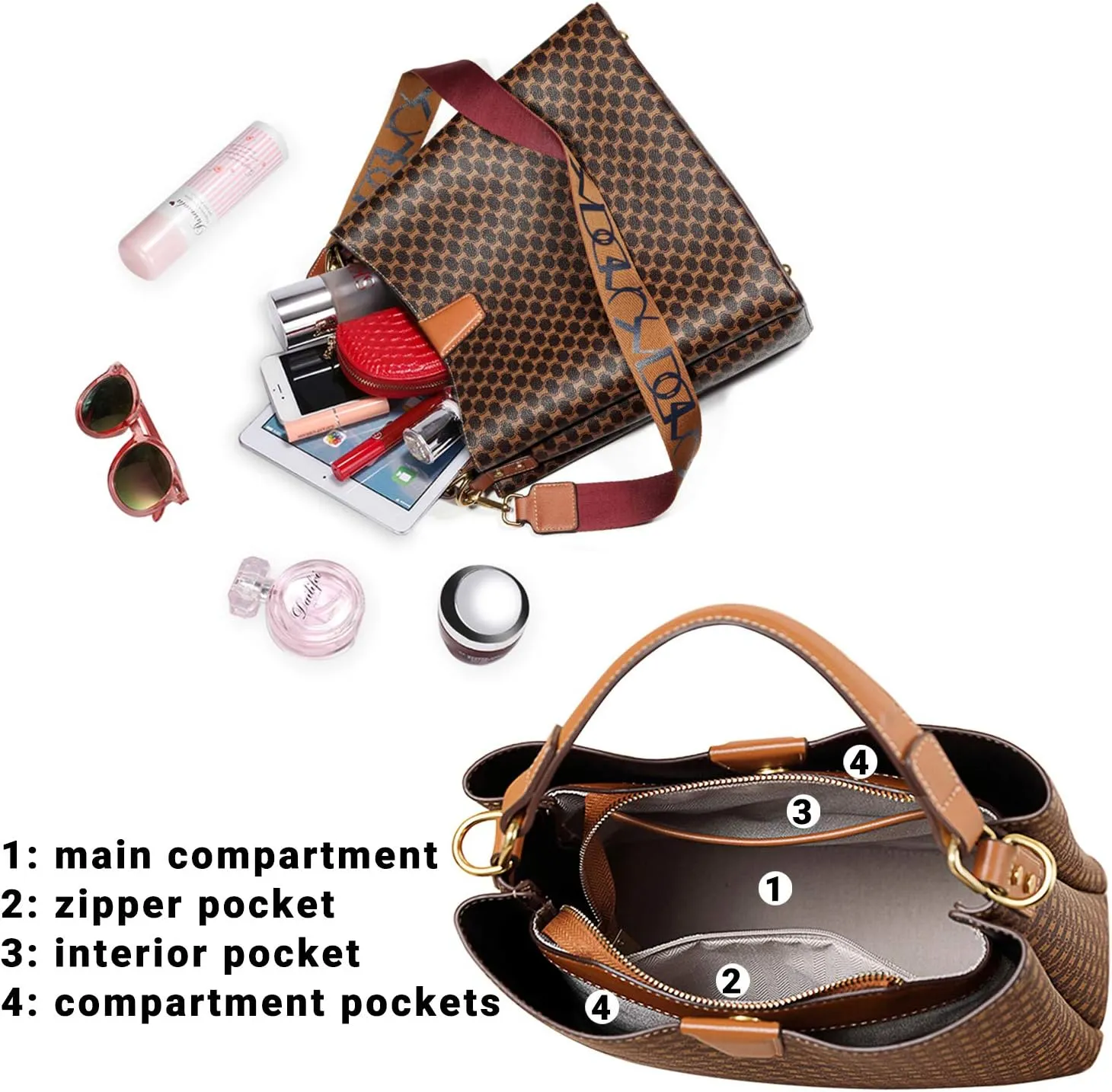 IBFUN Women Satchel Handbag Purse Ladies Leather Vintage Top Handle Tote Handbag