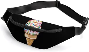 Ice Cream Cone Crossbody Fanny Pack Waist Packs Adjustable Shoulder Bags Sling Bag for Hiking Running Cycling