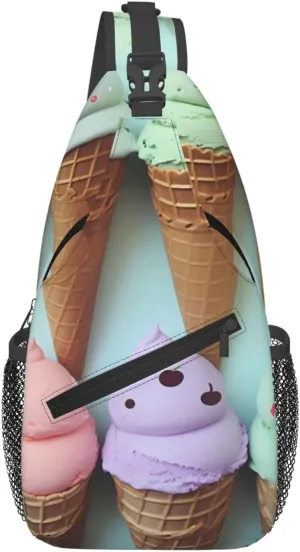 Ice Cream Cones Crossbody Bags for Men Women Fashion Sling Backpack Casual Chest Bag Travel Hiking Daypack
