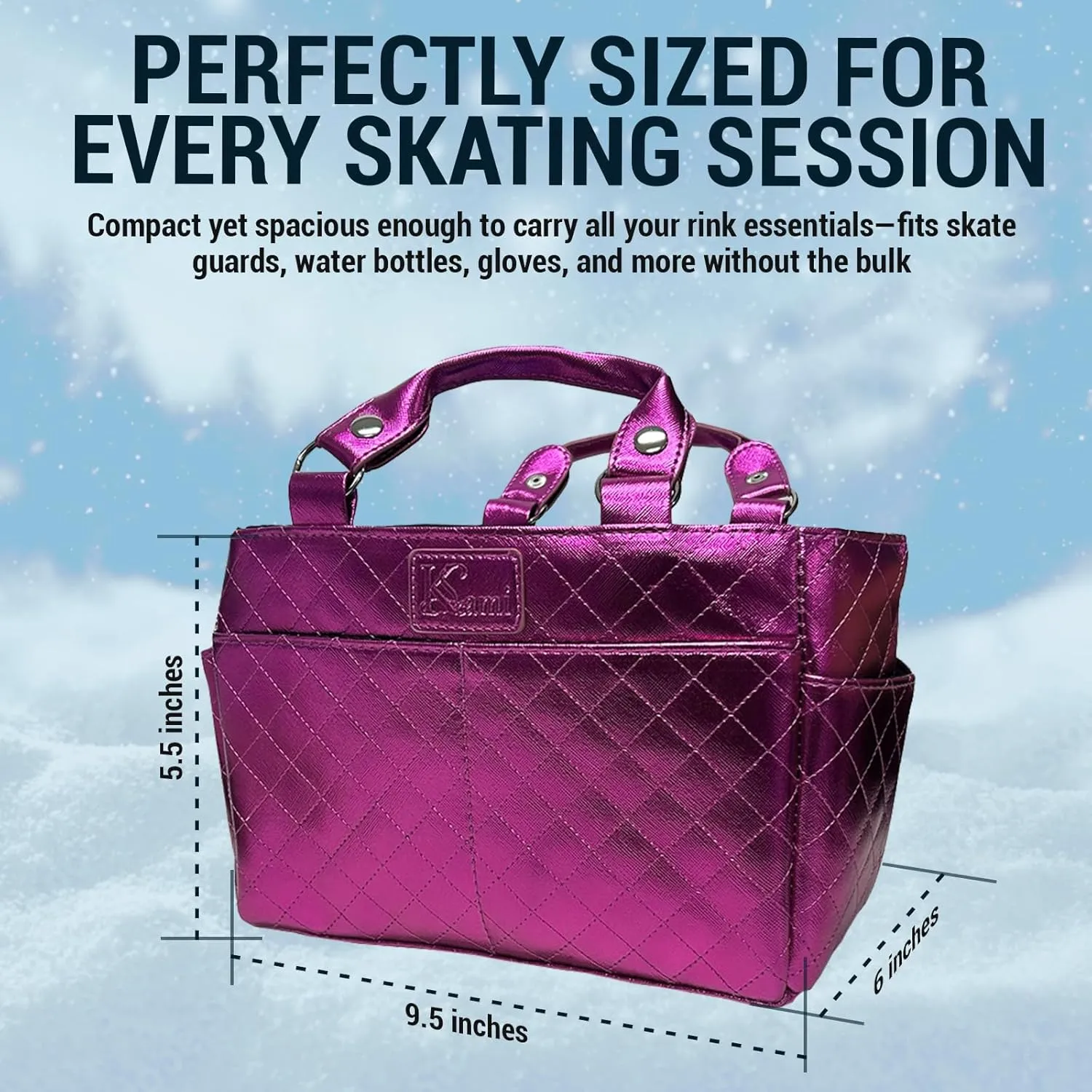 Ice Skate Bag Tote | Skate Bag Organizer with Multi-purpose Pockets | Ideal for Water Bottle, Gloves & Accessories